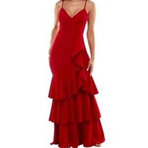 Ruffled gown red dress